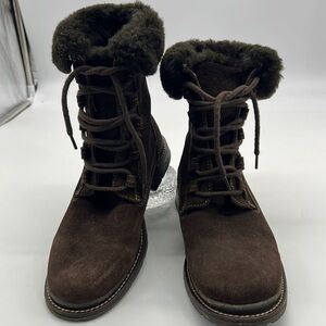 LL Bean Woman's Brown Suede with Shearling Boots size 8.5
